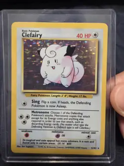 Pokemon TCG Clefairy Base Set Unlimited Holo Rare Card 5/102 NM - Image 1