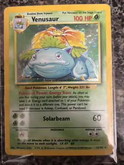 Base Set Pokemon TCG Venusaur 15/102 Rare Holo - Image 1