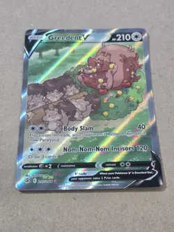 Pokemon Greedent V Ultra Rare Full Art Holo Fusion Strike 217/264 HP 210 - Image 1