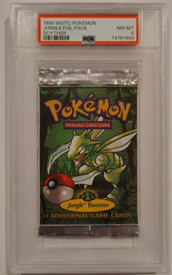 1999 Pokemon Jungle Foil Booster Pack Scyther PSA 8 - Unlimited Edition - Image 1