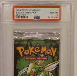 1999 Pokemon Jungle Foil Booster Pack Scyther PSA 8 - Unlimited Edition - Image 2