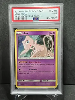 Pokemon Mew 2019 Black Star Holo Promo Hidden Fates Pin Collection SM215 PSA 9 - Image 1
