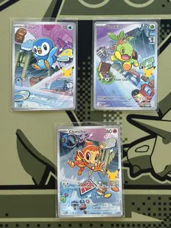 First partner illustration collections pokemon Turtwig 40 Chimchar 41 Piplup 42 - Image 1