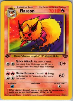 1st Edition Flareon 19/64 Jungle NM Pokemon Free Shipping - Image 1