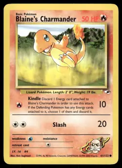 Pokemon Tcg Blaine's Charmander #61 Pokemon Gym Heroes LP - Image 1