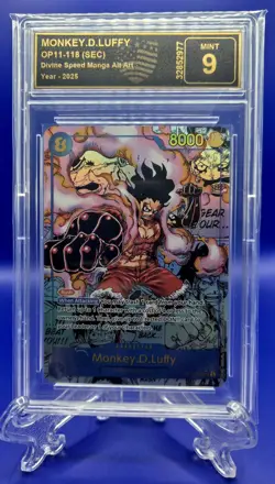 One Piece Monkey D Luffy OP11-118 SEC Manga Alt Art Divine Speed English TIF 9 - Image 1