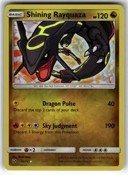 Shining Rayquaza 56/73 Shining Legends LP+ Pokemon Card TCG - Image 1