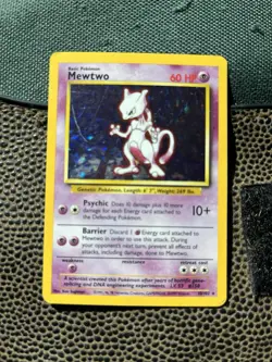 Pokemon Mewtwo TCG Base Set Holo Unlimited Rare Card 10/102 - Image 1