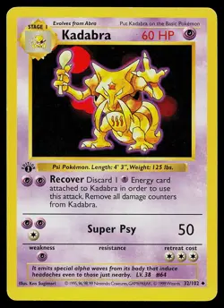 Pokemon Card - Kadabra 1st Edition Base Set Shadowless 32/102 - Image 1
