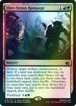 MTG Dire-Strain Rampage Prerelease Foil ** Midnight Hunt Promos ** English (NM) - Image 1