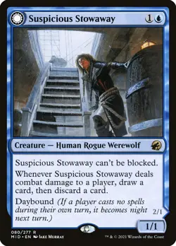 MTG Suspicious Stowaway // Seafaring Werewolf ** Midnight Hunt ** English (NM) - Image 1