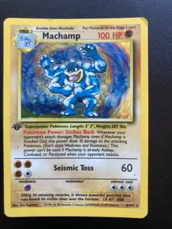 Pokemon Card Machamp 8/102 Holo Rare Base Set WOTC 1999 Vintage - Image 1