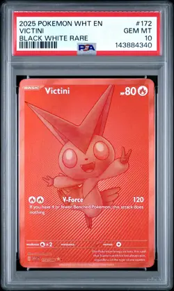 2025 Pokemon Wht En-White Flare #172 Victini Black White Rare PSA 10 - Image 1