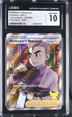 Pokemon Professor's Research 024/025 CGC Gem Mint 10 Celebrations Ultra Rare - Image 1