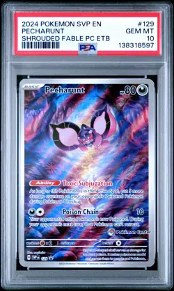 2024 POKEMON SHROUDED FABLE POKEMON CENTER ETB PROMO SVP #129 PECHARUNT PSA 10 - Image 1