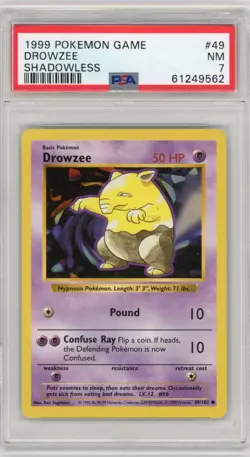 1999 Pokemon Shadowless Drowzee #49 PSA 7 Partial Set Break - Image 1