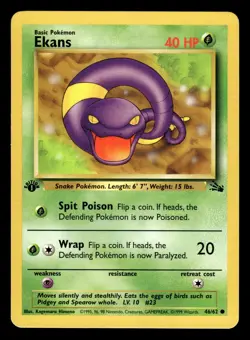 Ekans 46/62 1st Edition Fossil Set Pokemon Card - Image 1