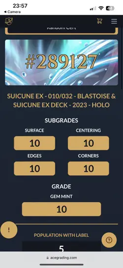 ACE 10 Suicune EX 010/032 | Japanese Classic Collection Deck CLK | Pokemon Card - Image 3