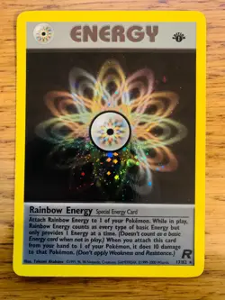 NM-MINT! 1st Edition Rainbow Energy (17/82) Team Rocket Set Holo Pokemon Card! - Image 1