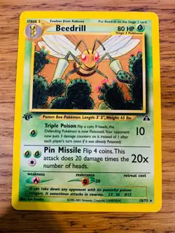 1st Edition Beedrill (18/75) Rare Neo Discovery Set Pokemon Card! FREE P&P! - Image 1