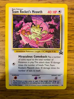 Team Rocket's Meowth No.18 WOTC Black Star Promo Pokemon Card! FAST & FREE P&P! - Image 2