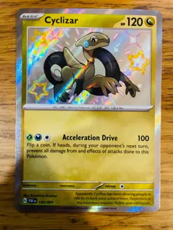 NEAR MINT! Cyclizar (195/091) Paldean Fates Baby Shiny Rare Pokemon Card! - Image 1