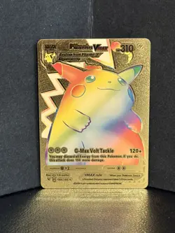 Vivid Voltage Rainbow PikachuVMAX 044/185-Gold FoilPokemon Card - Fan Art - Image 1