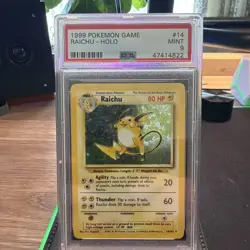 1999 Pokemon Base Set Unlimited #14 Raichu-Holo Card PSA 9 - Image 1