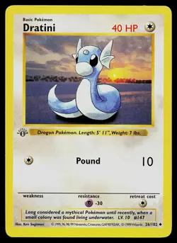 Pokemon Card - Dratini 1st Edition Base Set Shadowless 26/102 - Image 1