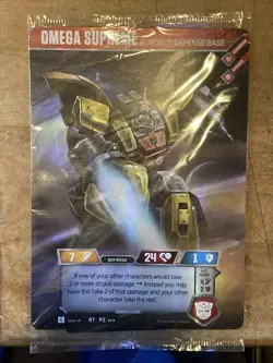 Transformers Trading Card Game XL Titan Size Holographic Foil Omega Supreme Card - Image 1