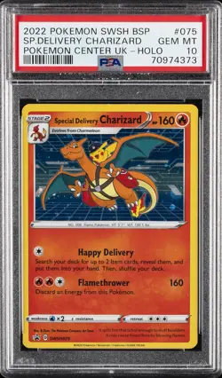 2022 POKEMON SWSH BLACK STAR PROMO #075 SPECIAL DELIVERY CHARIZARD-HOLO PSA 10 - Image 1