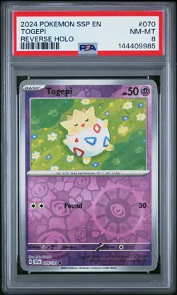 2024 POKEMON SSP EN-SURGING SPARKS REVERSE HOLO #070 TOGEPI PSA 8 - Image 1