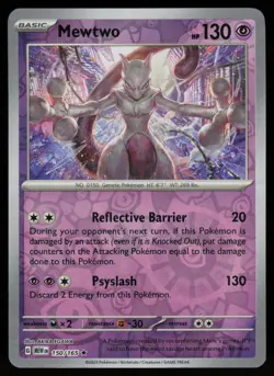 MEWTWO 150/165 RARE 151 POKEMON REVERSE HOLO NM/M - Image 1