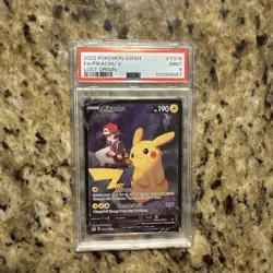 2022 POKEMON SWORD & SHIELD LOST ORIGIN #TG16 FULL ART/PIKACHU V PSA 9 - Image 1