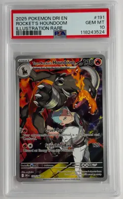 PSA 10 2025 POKEMON DRI EN-DESTINED RIVALS #191 TEAM ROCKET'S HOUNDOOM - Image 1