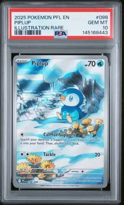 2025 POKEMON PFL EN-PHANTASMAL FLAMES ILLUSTRATION RARE #098 PIPLUP PSA 10 - Image 1