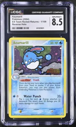 CGC 8.5 Pokemon Azumarill 1/109 2004 EX Team Rocket Returns Rare Reverse Holo - Image 1
