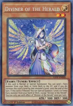 YUGIOH DIVINER OF THE HERALD SECRET RARE 1ST EDITION NEAR MINT LIOV-EN000 - Image 1