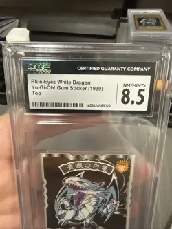 Blue Eyes White Dragon Yugioh Gum Sticker 1999 Top CGC 8.5 pop 2 - Image 2