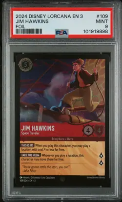 2024 DISNEY LORCANA JIM HAWKINS SPACE TRAVELER FOIL #109 PSA 9 - Image 1