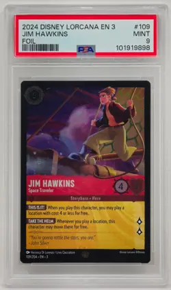 2024 DISNEY LORCANA JIM HAWKINS SPACE TRAVELER FOIL #109 PSA 9 - Image 3