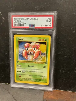 1999 Pokemon Jungle Paras 1st Edition PSA Mint 9 Card #59 Vintage Crab WoTC VTG - Image 1