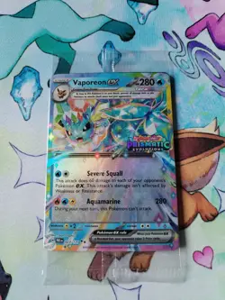 Pokemon TCG Prismatic Evolutions Vaporeon EX Stamped Promo Card 023/131 Sealed - Image 1