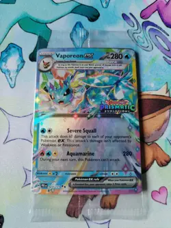 Pokemon TCG Prismatic Evolutions Vaporeon EX Stamped Promo Card 023/131 Sealed - Image 3