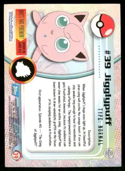 Pokemon Cards Jigglypuff #39 Topps Trading Cards Series 1 NM *4 - Image 2