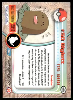 Pokemon Cards Diglett #50 Topps Trading Cards Series 1 NM *5 - Image 2