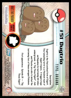 Pokemon Cards Dugtrio #51 Topps Trading Cards Series 1 NM *3 - Image 2