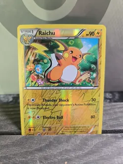 2014 Pokemon TCG XY Furious Fist Raichu Reverse Holo Card #28/111 - Image 1