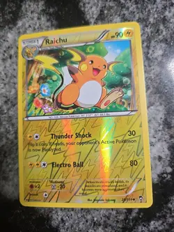 2014 Pokemon TCG XY Furious Fist Raichu Reverse Holo Card #28/111 - Image 3