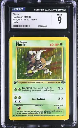 Pinsir 9/64 1st Edition Jungle Holo CGC 9 Mint Vintage Pokemon Card - Image 1